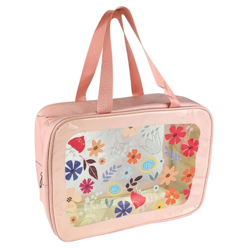Necesser com 01 ziper feminina 31x22cm flores