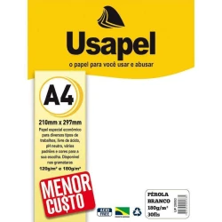 Papel pérola 180g/m² A4 210x297mm branco com 30 folhas Usapel