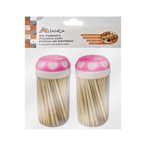 Paliteiro plástico kit 02 peças com palitos Paliteiro plástico kit 02 peças com palitos