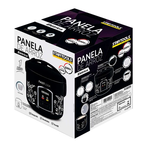 Panela elétrica para arroz 01 litro 220v/400w preta Startools