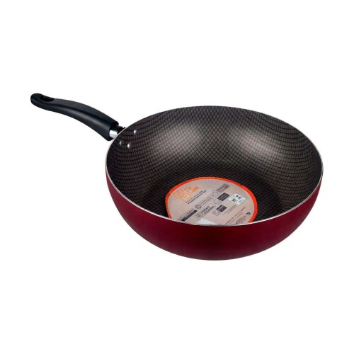 Panela wok antiaderente com tampa 24cm cereja