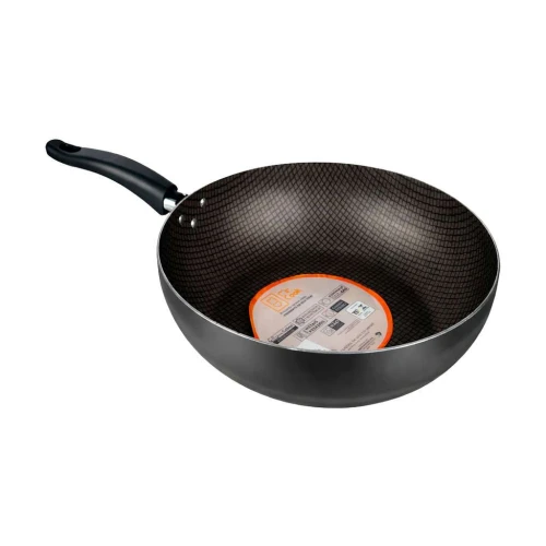Panela wok antiaderente com tampa 24cm preto
