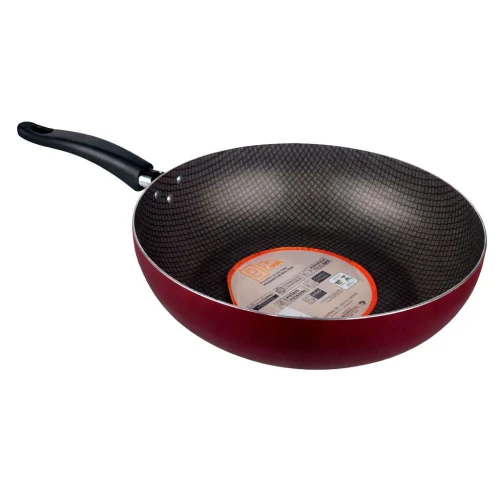 Panela wok antiaderente com tampa 28cm cereja