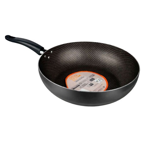 Panela wok antiaderente com tampa 28cm preto