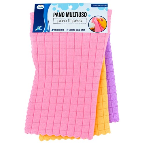 Pano de limpeza microfibra 30x30cm 3 unidades Pano de limpeza microfibra 30x30cm 3 unidades