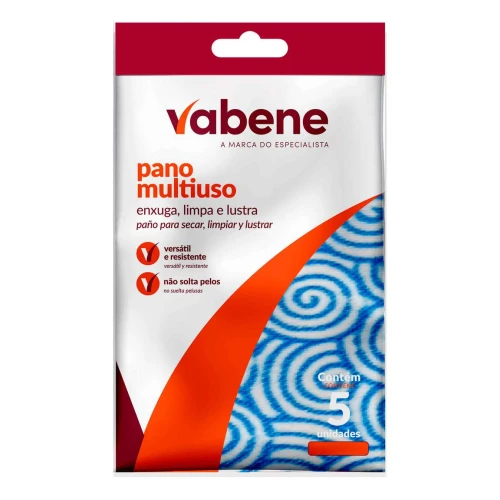 Pano de limpeza pia multiuso 28x50cm azul com 05 unidades Vabene Pano de limpeza pia multiuso 28x50cm azul com 05 unidades Vabene