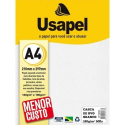 Papel casca de ovo 180g/m² a-4 210mmx297mm com 50 folhas branco Usapel