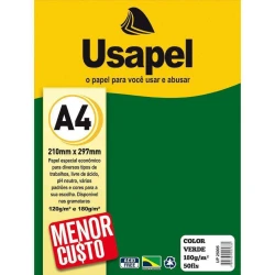 Papel color 180g A4 com 50 folhas verde Usapel