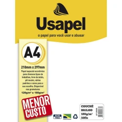 Papel couchê 180g/m A4 50 folhas branco