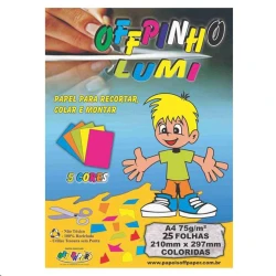 Papel creative lumi 120G/M² A4 com 05 cores e 25 folhas Off Paper