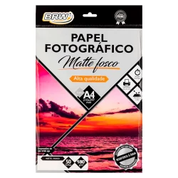 Papel fotográfico fosco matte 180g A4 com 50 folhas Brw