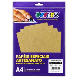Papel gliter metalico 250g a-4 10 folhas ouro