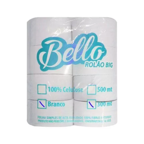 Papel higiênico rolão 300mt branco com 08 unidades Sort