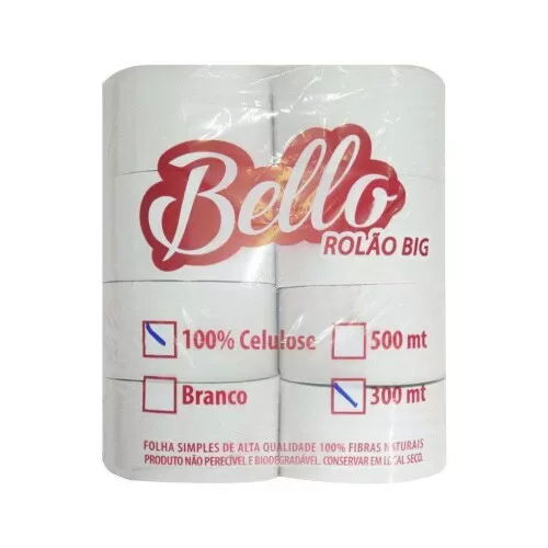 Papel higiênico rolão 300mt branco luxo com 08 unidades Sort