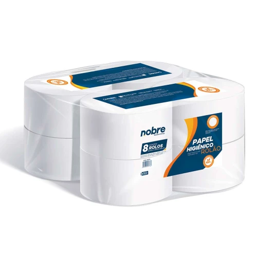 Papel higiênico rolão branco 100% 300mt com 08 unidades Goedert