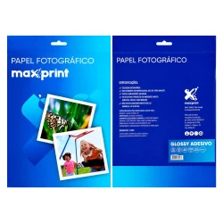 Papel photo adesivado glossy 135g A4 com 10 folhas Maxprint