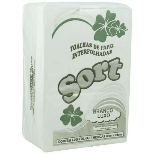 Papel toalha interfolhas 20x21 brc luxo com 1000 folhas Papel toalha interfolhas 20x21 brc luxo com 1000 folhas