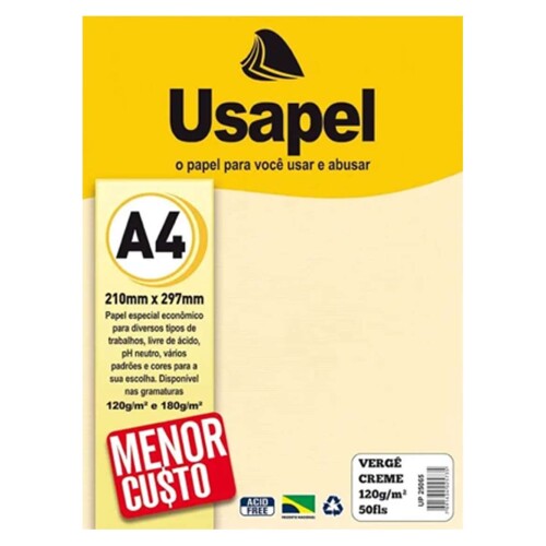 Papel verge 120g a-4 50fls creme Papel verge 120g a-4 50fls creme