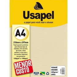 Papel verge 180g/m² a-4 210mmx297mm c/50fls creme Usapel