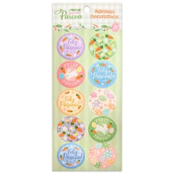 Páscoa adesivo decorado 04cm com 30 unidades Multiart