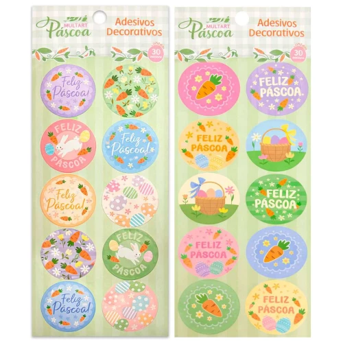 Páscoa adesivo decorado 04cm com 30 unidades Multiart