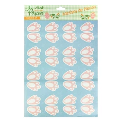 Páscoa adesivo patinhas de coelho cartela com 96 unidades