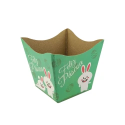 Páscoa cachepot de papelão coelho 9,5x9,5x12cm