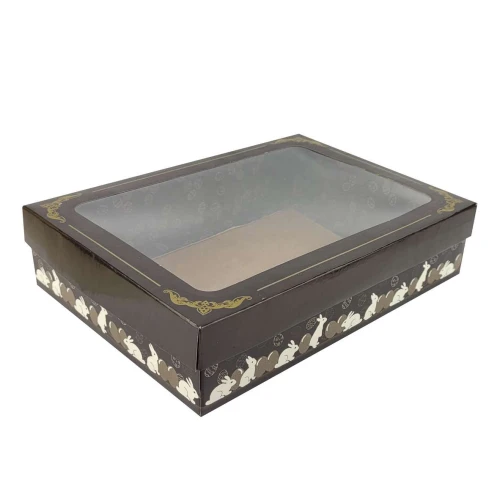 Páscoa caixa de papel visor coelho 17x24x5,5cm