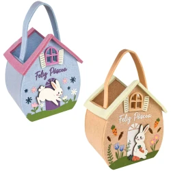 Páscoa cesta com alça de feltro decorada 12,8x15cm Multiart