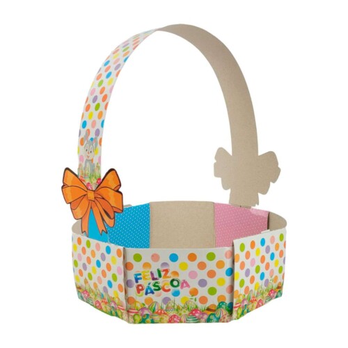 Páscoa cesta de papelão coelho decorada 20,5x20,5x7cm Páscoa cesta de papelão coelho decorada 20,5x20,5x7cm