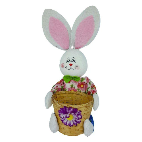 Páscoa cestinha de bambu com coelho sortido 30cm