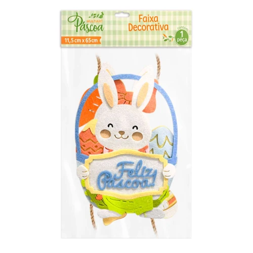 Páscoa faixa decorativa com coelho 65cm Multiart Páscoa faixa decorativa com coelho 65cm Multiart