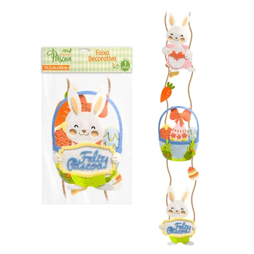 Páscoa faixa decorativa com coelho 65cm Multiart Páscoa faixa decorativa com coelho 65cm Multiart