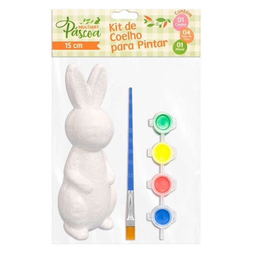 Páscoa kit coelho de isopor para colorir com tinta guache Multiart Páscoa kit coelho de isopor para colorir com tinta guache Multiart