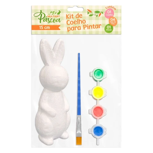 Páscoa kit coelho de isopor para colorir com tinta guache Multiart