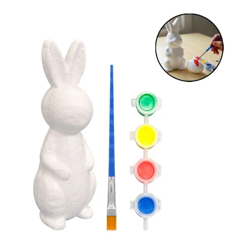 Páscoa kit coelho de isopor para colorir com tinta guache Multiart