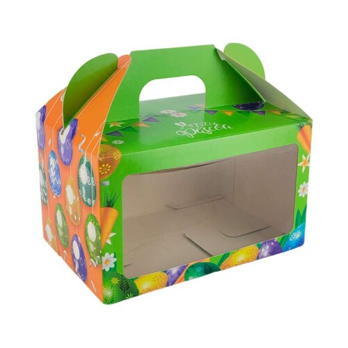 Páscoa maleta de papel com visor 15x10x9cm