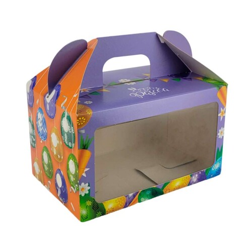 Páscoa maleta de papel com visor 15x10x9cm