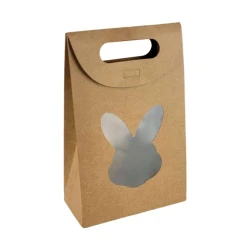 Páscoa maleta de papel kraft com visor coelho 21x6,5x13,5cm