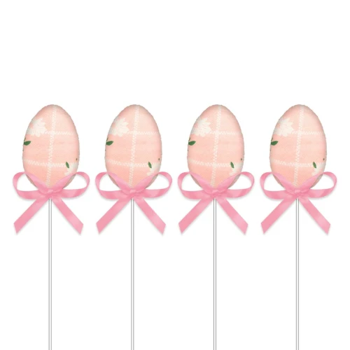 Páscoa ovinhos decorado tecido no palito 22,5cm 04 peças Multiart