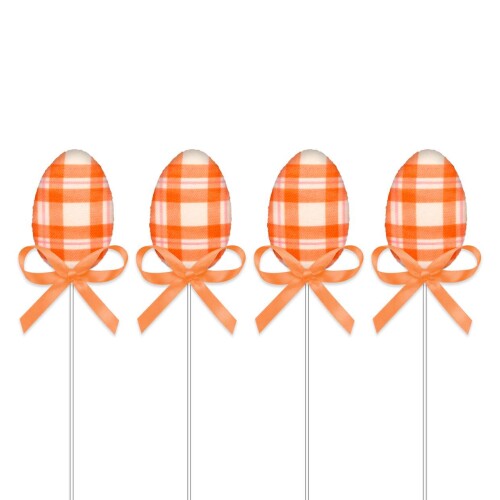 Páscoa ovinhos decorado tecido no palito 22,5cm 04 peças Multiart