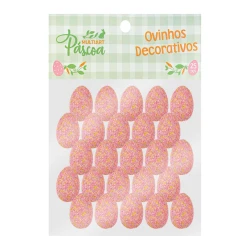 Páscoa ovos de isopor flocado 03cm com 25 unidades sortidas Multiart