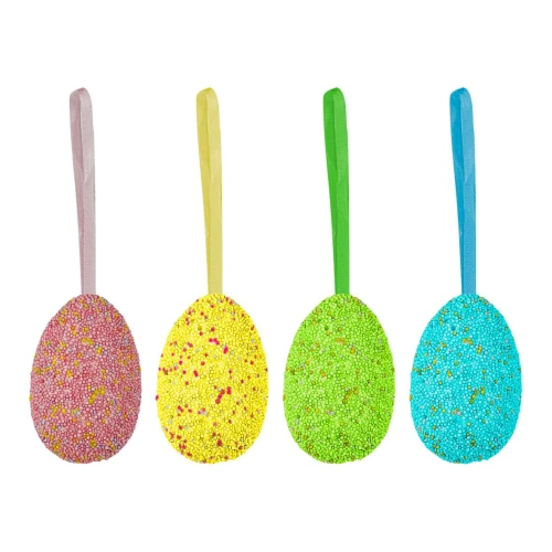 Páscoa ovos de isopor flocado 4cm x 6cm com 04 unidades sortidos Multiart