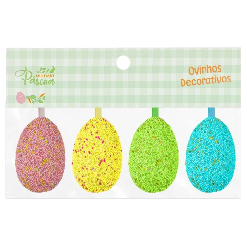 Páscoa ovos de isopor flocado 4x6cm com 04 unidades sortidos