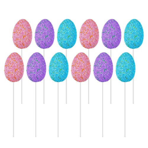 Páscoa ovos de isopor flocado no palito 24cm com 12 unidades