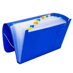 Pasta sanfonada plástica A4 com 12 divisórias azul ACP