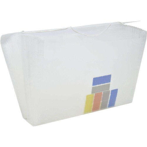 Pasta sanfonada plástica a/4 12 divisões cristal polibras