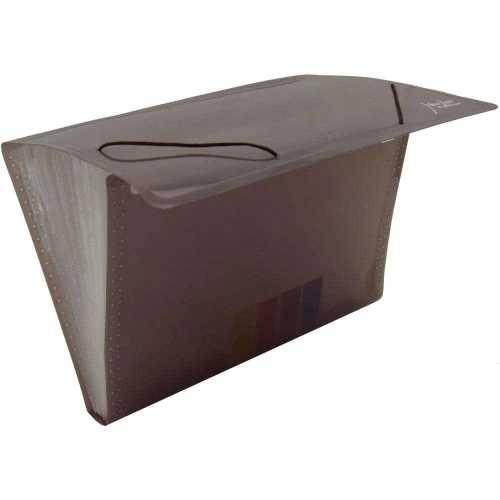 Pasta sanfonada plástica a/4 12 divisões fume polibras