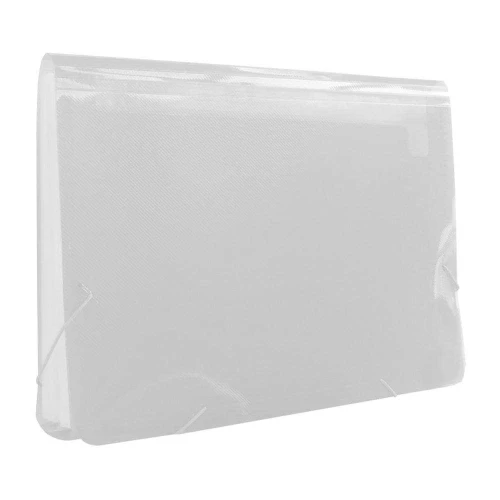 Pasta sanfonada plástica oficio 12 divisões cristal polibras