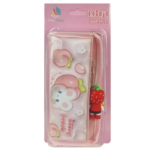 Penal com 2 ziper frutinhas com chaveiro